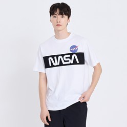 더스틴던 NASA 프린트 심볼 자수 배색 블록 반팔 티셔츠 DB2TSU142