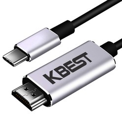 케이베스트 USB C to HDMI 휴대폰 TV 프로젝트 미러링 4K 케이블, 실버 + 블랙, 2m