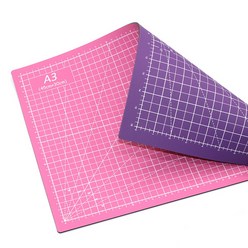 클레르 칼라 고무 데스크 보호 재단판 커팅 양면 매트, 핑크 + 퍼플