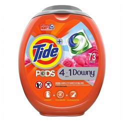 타이드 포즈 캡슐 세제 73입 4 in 1 다우니 에이프릴 프레쉬 Tide Pods with Downy Liquid Laundry Detergent Pacs April Fresh 73 Count - Packaging May Vary, 1set