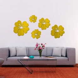 인테리어 포인트 스티커 아크릴 3D 입체 시트지 벽장식 카페 집꾸미기, 금꽃