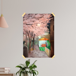 컨티뉴 벚꽃과 붕어빵 달은 (종이 포스터 일러스트), A1(594x841mm)[포토무광]