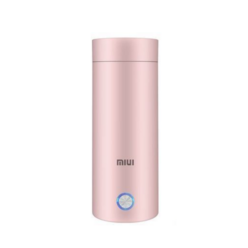 MIUI 샤오미 휴대용 가열식 텀블러 미니 전기포트+텀블러+보온컵 일체형, 핑크