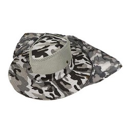 낚시 모자 와이드 브림 통기성 메쉬 남여 야외 스포츠 낚시 하이킹 모자 UV 보호 얼굴 목 플랩 남자 태양 모자, 흰색 회색