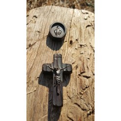 [우디]묵주재료 십자가방석세트 소재 흑단 뒷면세례명조각