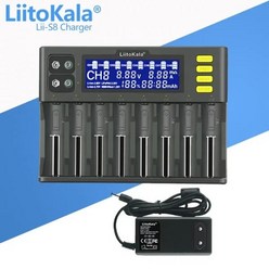 보조 배터리 충전기 LiitoKala Lii-S8 8 슬롯 LCD 리튬 이온 LiFePO4 Ni-MH Ni-Cd 9V 21700 20700 26650 18350 18650 RCR1, Lii-S8 no car_EU