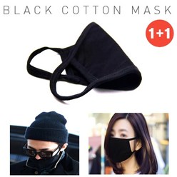 1+1 Black Cotton Mask 4계절 블랙 패션 면mask