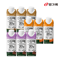 빙그레 더단백 드링크 프로틴음료 250ml 3종 9개입 ( 초코 3개입 + 카라멜 3개입 + 커피 3개입 ), 1세트