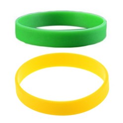 2 PC 패션 실리콘 고무 탄성 손목 밴드 손목 밴드 커프 팔찌 팔찌 노란색 및 녹색