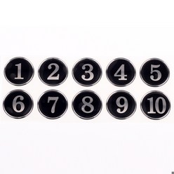 컬러 원형 번호판 사물함 번호 숫자 스티커 테이블 사물함 원형번호판 목욕탕번호 사물함번호 숫자판 숫자안내판 번호스티커 라커번호, 검정 1~10, 1개