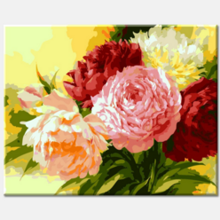 명화그리기 I54 풍요로운 함박꽃 캔버스 유화 색칠하기 화려한 꽃 그림