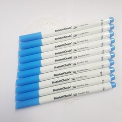 (퀼트나인) 원단용 수성펜 10개 파랑 하늘색 물로지우는 펜 대용량 바보펜