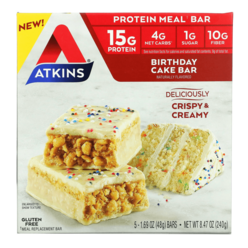 Atkins 식사 대용 프로틴바 버스데이 케이크 바 바 5개 개당 48g(1.69oz), 더블퍼지브라우니, 48g, 1개