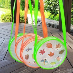 [잼잼아트] 가을 크로스 원형가방, 주황색 가방+단풍과 낙엽 투명스티커