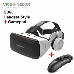 정품 가상 현실 VR 안경 상자 3D 스테레오 구글 카드보드 헤드셋 헬멧 IOS 안드로이드 스마트폰용 무선 로커, G06E add gamepad