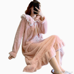 겨울 여성 기모 극세사 수면 원피스 잠옷 오버핏 빅사이즈 파자마 홈웨어 라운지웨어 홈드레스