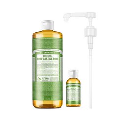 닥터브로너스 캐스틸 솝 950ml+60ml+펌프 세트 12종 택1, 그린티 950ml+60ml+펌프