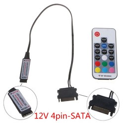 SATA RGB 컨트롤러 미니 원격 무선 대형 3PIN 5V/4PIN 12V RGB 컨트롤러 케이스 LED 스트립 LIGHTI를위한 컴퓨터, 하얀색, 1개