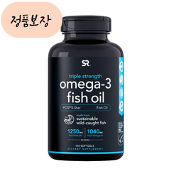 [정품인증GC] 스포츠R서치_리서치_ 트리플 스트렝스 오메가3 피쉬오일 1250mg 180소프트젤 1통 2통 3통_순수원료GC_[고품질원료], 180개