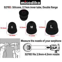 Misodiko 실리콘 이어버드 팁 슈어 SE215 SE846 에티모틱 ER4 HF5 클립쉬 R6i S4i X6i 용 이어팁 S270D, 01 Size-Small