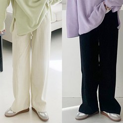 애플망고옷장 1+1 겨울 넉넉 원이골덴 기본 와이드 일자 통팬츠 여성 코듀로이 고무밴딩