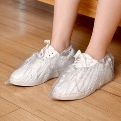 L2G 신발 방수 커버 100족 비올때 일회용 비닐 덧신 비오는날 고급 레인 슈즈 발 덮개, 화이트, 100개