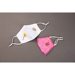 미도규방 어린이 유아 아동 소형 숨쉬기편한 재사용가능 패션 귀편한 모시 꽃자수 마스크, 1개, 1개, 연보라색