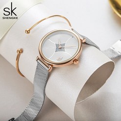 Shengke 여성메탈시계 여성명품시계 쿼츠시계 여자 명품시계 K0143