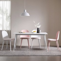 [삼익가구] 순수 세라믹 직사각형 1400 식탁 세트(의자4개), 화이트2+핑크2