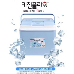 키친플라워 캠핑 레저용 보온보냉 아이스박스13L, 스카이블루, 13L