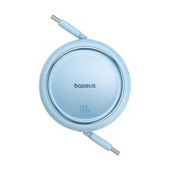 베이스어스 최신형 C타입 100W 초고속 릴케이블, 1개입, 1m, 블루