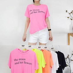 103st 1+1 여성 데일리 레터링 형광 반팔 티셔츠 5color