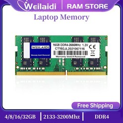 PC4 노트북 메모리 램 DDR4 4GB 8GB 16GB 32GB 2400MHz 2133MHz 2666MHz 260 핀 1.2V 지지대 듀얼, 09 16GB 2666MHz Laptop