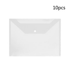 10pcs 클리어 파일 지갑 세트 문자 크기 파일 A4 폴더 포켓 버튼 잠금, 하얀색