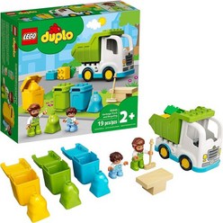 레고 듀플로 타운 쓰레기 트럭 및 재활용 19개 블럭 성인 선물, Building Toy