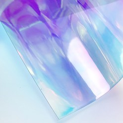 헤세드 홀로그램 원단 투명 PVC 그라데이션 비닐 비치 가방 파우치, 블루 홀로그램 반마(45cm x 90cm), 1개