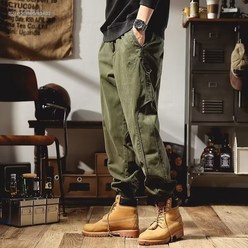 홍콩 연합군 그린 카고 팬츠 남성 패션 브랜드 잉글리시 아피아 전술 밀리터리룩 가을 겨울 캐주얼 조거 팬츠 남성복
