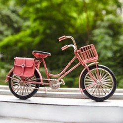 철제 자전거 미니어쳐 레드/핑크 장식품, 핑크