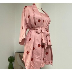 상하세트 파자마 여성잠옷 커플 홈웨어 수면 딸기 쓰리피스