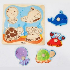 바다동물 유아 꼭지 퍼즐 실내 학습 놀이 모양 교구, 본상품선택