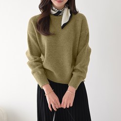 데일리앤 모티드 데일리 여성 기본 라운드 니트티 루즈핏 겨울 스웨터