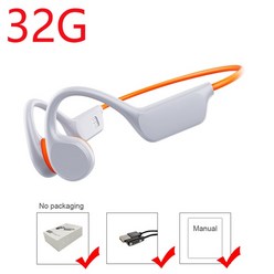골전도 이어폰 실제 수영 헤드폰 IPX8 방수 32GB MP3 플레이어 무선 블루투스 5.2 스포츠 하이파이 헤드셋, [09] X7-White Orange 32G, 3.X7 White