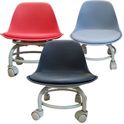등받이 의자 바퀴형 좌식 미니 낮은 네일 작업용 의자, 빨간색