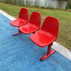 버스정류장의자 공원 야구장 농구장 3인 벤치 의자, 3명의 파란색 큰 빨간색 발