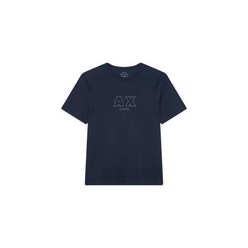 ARMANI EXCHANGE 아르마니익스체인지 남성 로고 포인트 코튼 티셔츠 - 네이비