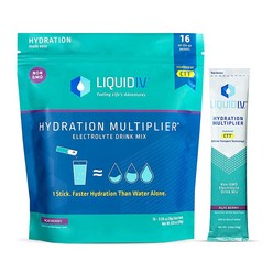 Liquid I.V. 하이드레이션 멀티플라이어 전해질 음료 믹스 - 레몬 라임 시트러스 향. 물보다 빠르고 효율적으로 혈류에 수분을 공급합니다, 16 Count (Pack of 1)