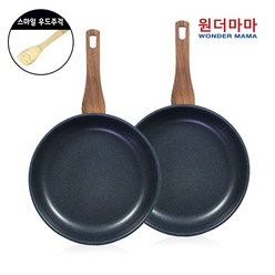 [1+1] 국내산 대만 수출 브랜드 원더마마 네이비블루 프라이팬28cm*2개 + 스패출러 1개 (평일 오후 2시 이전 주문건 당일출고), 1세트, 28cm