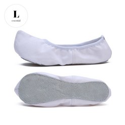 L-에센셜 소가죽 코있는 굽없는 한국무용화 코슈즈 입시슈즈 신발 흰색 캔버스, 235