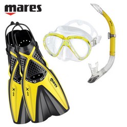 마레스 엑스원 세트 (물안경 스노클 오리발 가방), 선택6)노랑 ML(맨발사이즈250~270)