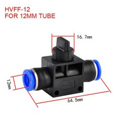 HVFF-공압 피팅 4/6/8/10/12mm 에어 튜브 호스 커넥터 2 웨이 푸시 인 밸브 스위치 조인트 공압 부품, hvff-12mm, 05 HVFF-12MM